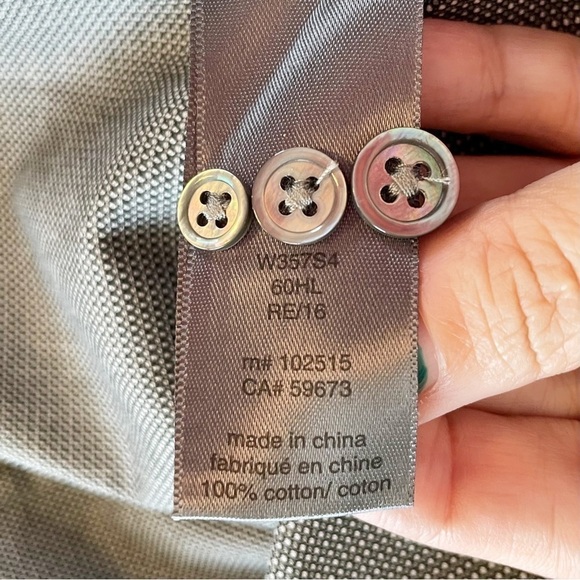 John Varvatos Carbon Grey Long Sleeve Button Down Shirt size Medium - Picture 6 of 7